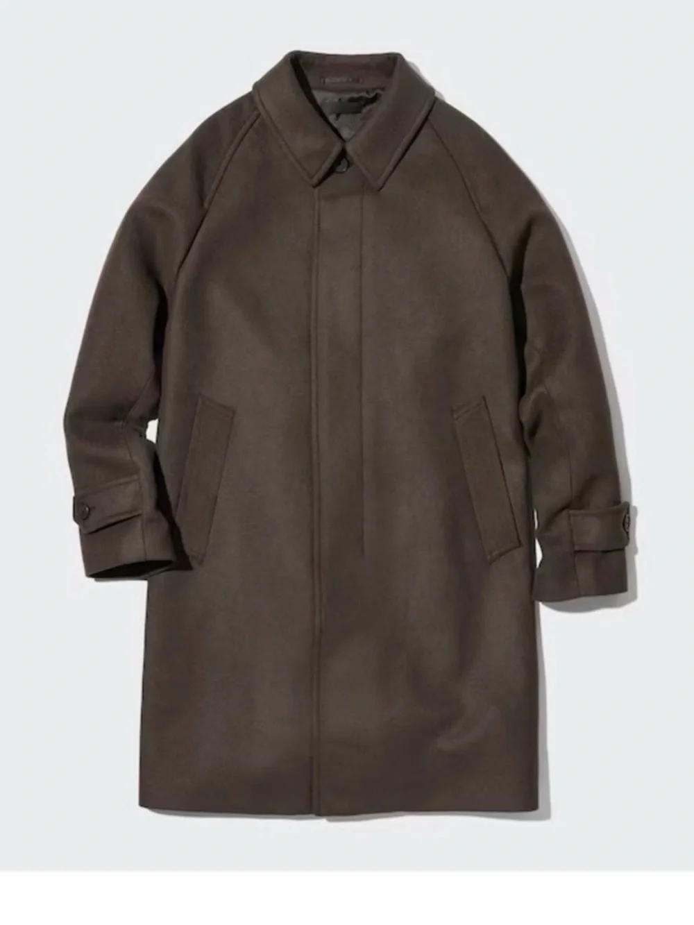 UNIQLO Balmacaan Coat Dark Brown Men's Overcoat Size Medium